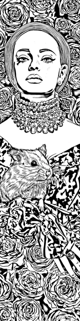Free colorable bookmarks of a woman holding a hamster in her hand